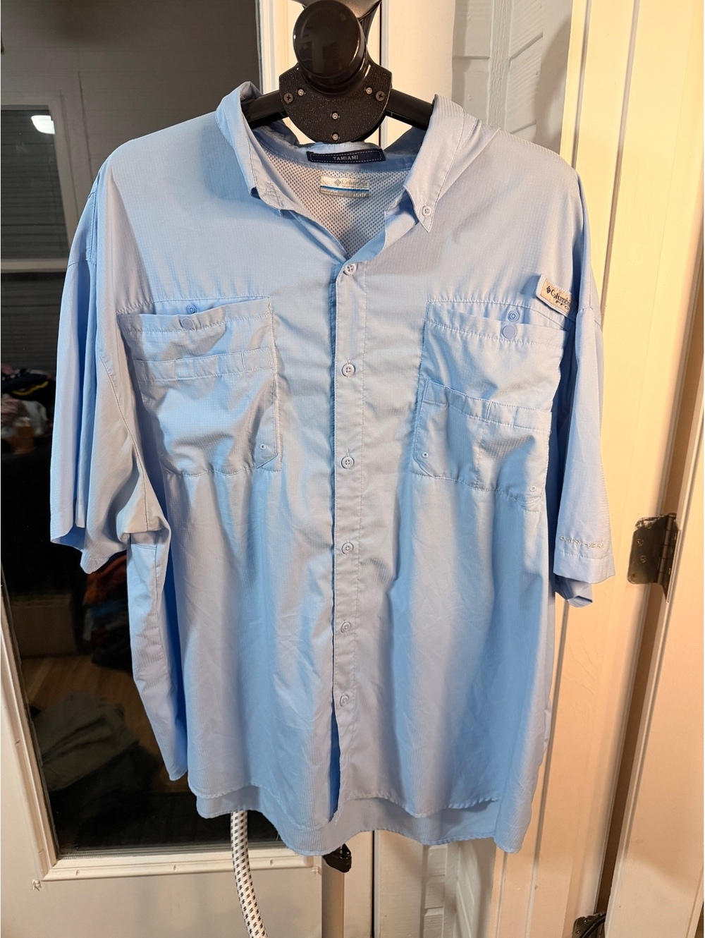 Columbia PFG Tamiami Light Blue Short Sleeve Fishing Shirt